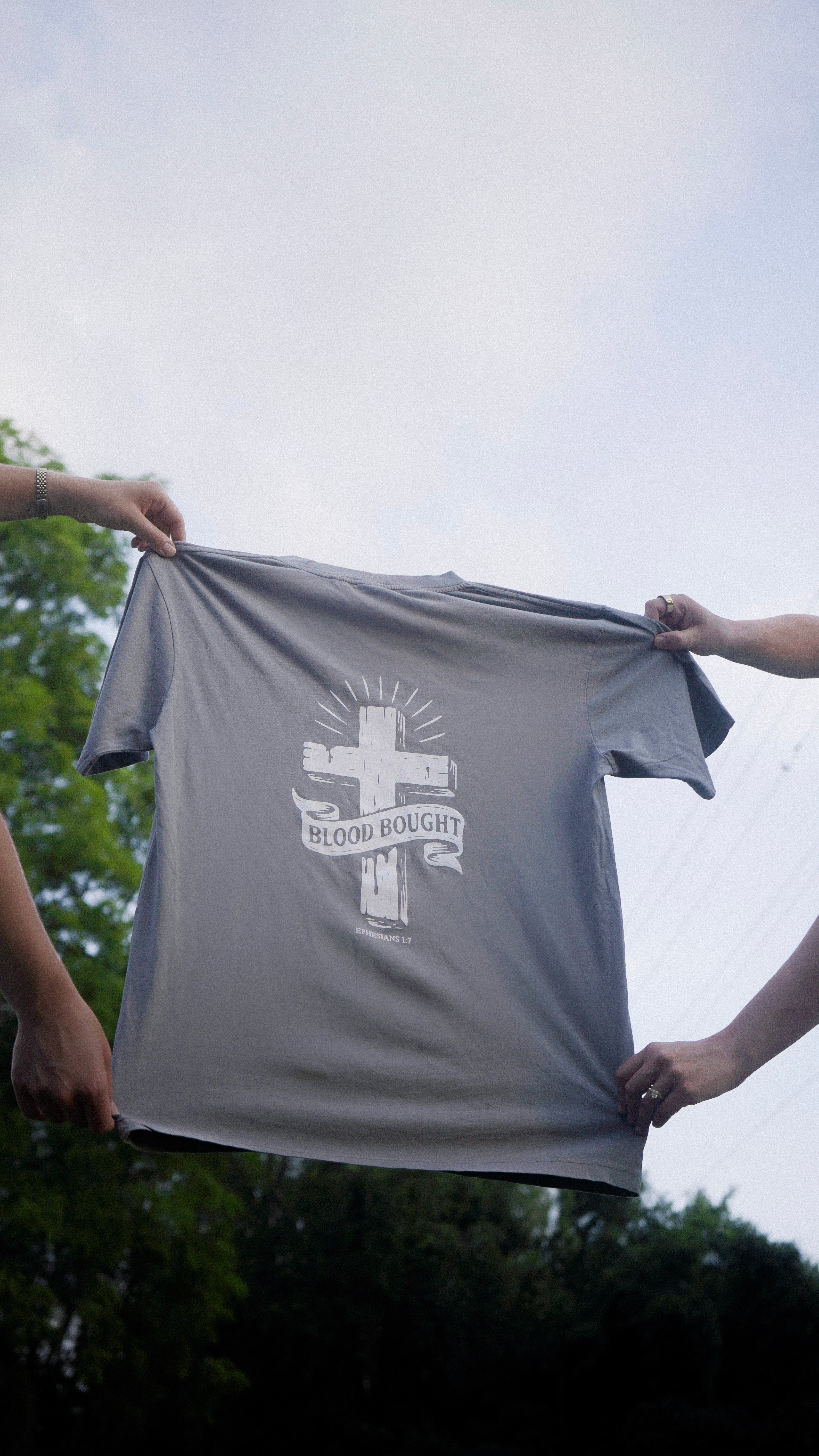 Blood Bought, Heaven Made Shirt - Gray